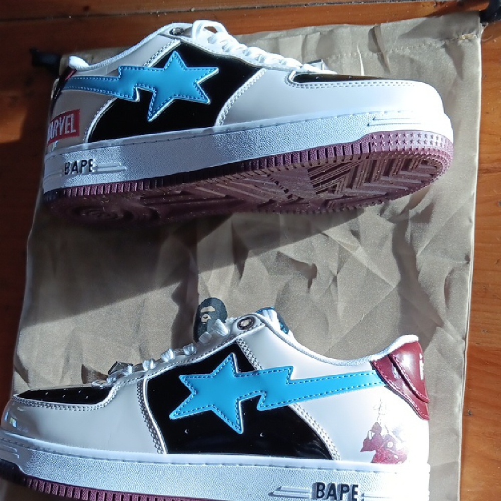 Bape Black and Blue Sneakers with Star Design MARVEL ROCKET